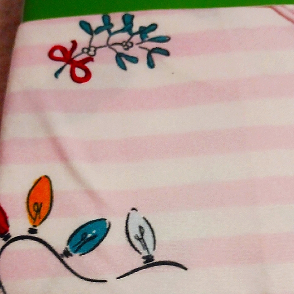 Kate Spade Light Pink Stripe Festive Pajama Set XL ⛸️🎵👛💄🥂🍾🍸 - Picture 9 of 13